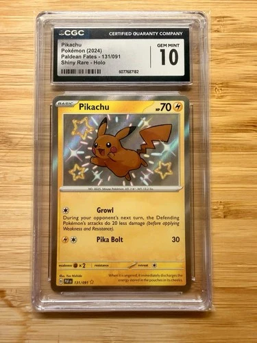 Pokémon Pikachu CGC 10 SV: Paldean Fates 131/091 Shiny Rare Holo - American