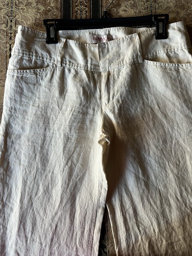 Guess Hose weites Bein 29 Midrise Leinen silber metallic beige Schrittlänge 33 - Bild 4 von 5