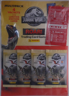 Panini Jurassic World ROAR! Sammelkarten Multipack. 4 Packungen + 1 Limited Edition
