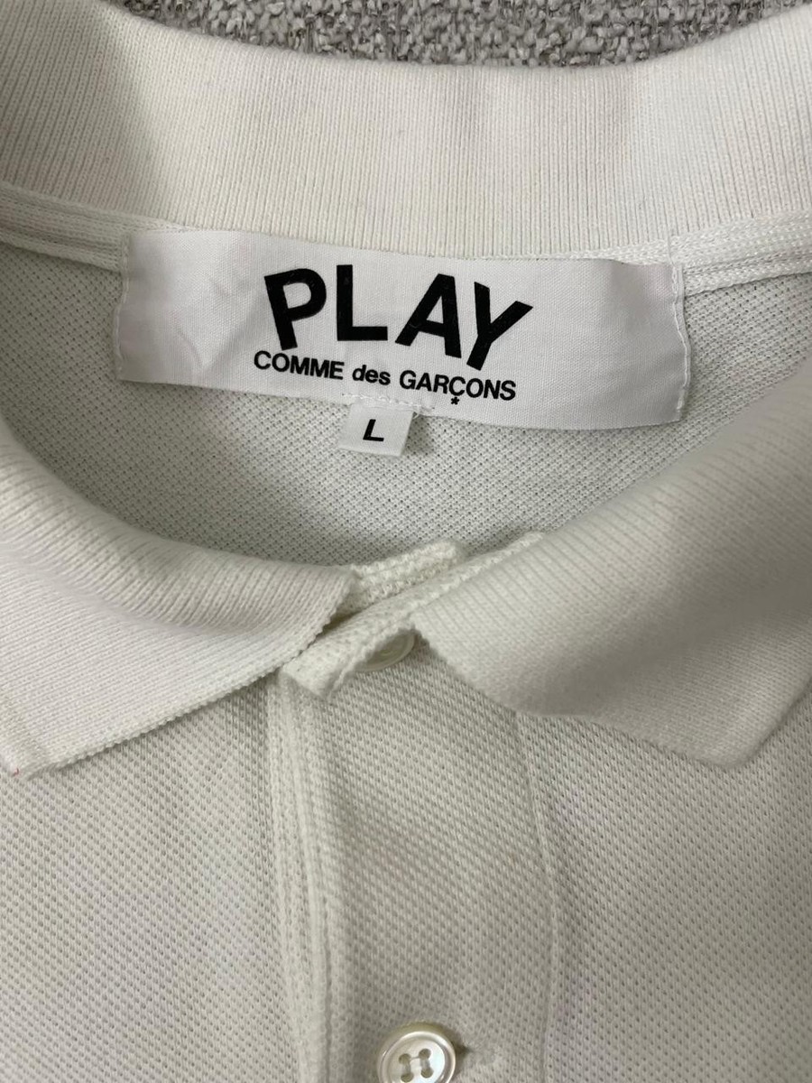 COMME DES GARCONS CDG PLAY RED HEART POLO SHIRT WHITE AZ-T006-051