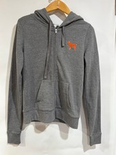 Victoria s Secret PINK Sequin Bling Zip Hoodie Gray Love Pink Graphic XS