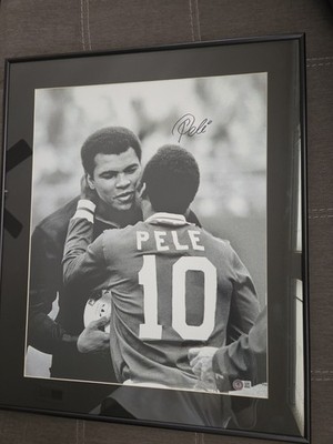 Autographed/Signed Pele Brazil Soccer 16x20 Photo Muhammad Ali Beckett BAS