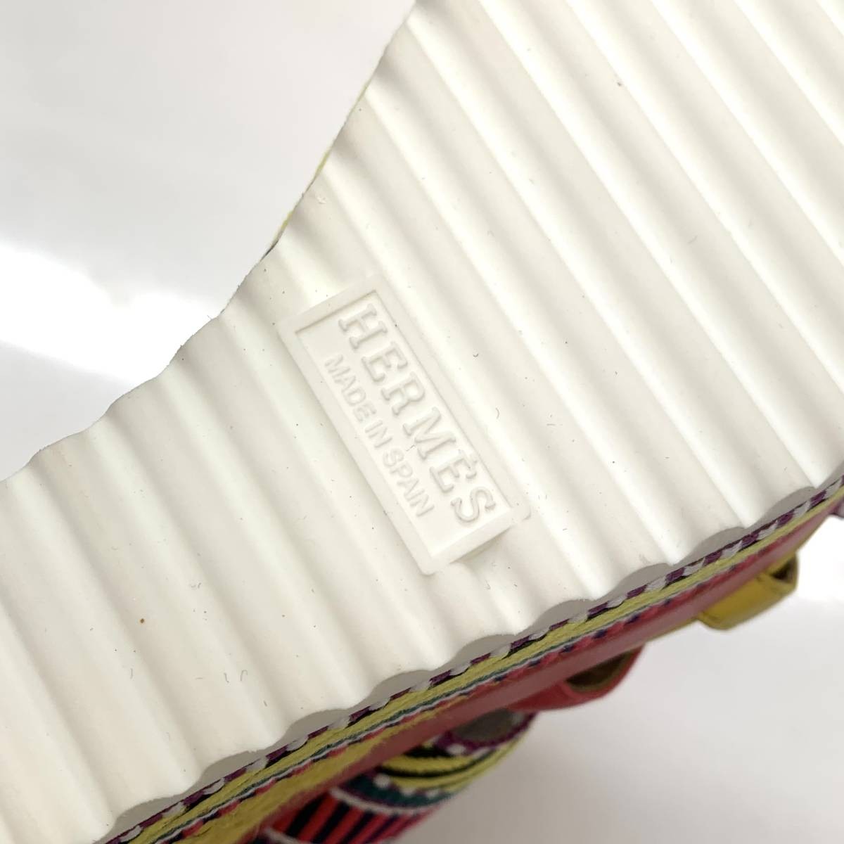 HERMES Leather x Fabric Wedge Sandals Multicolor Size EU 37 Women's thumbnail 18