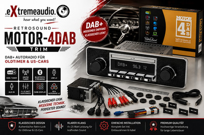 Retrosound MOTOR-4DAB Design TRIM DAB+ Autoradi für Oldtimer und US-Cars