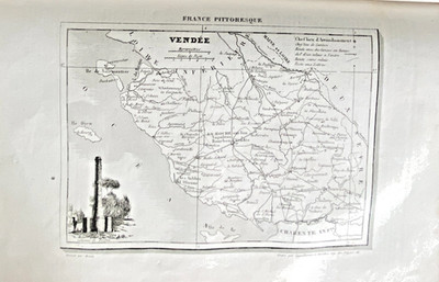 GRAVUR MALERISCHES FRANKREICH 1835 - KARTE DES DEPARTEMENTS VENDEE -