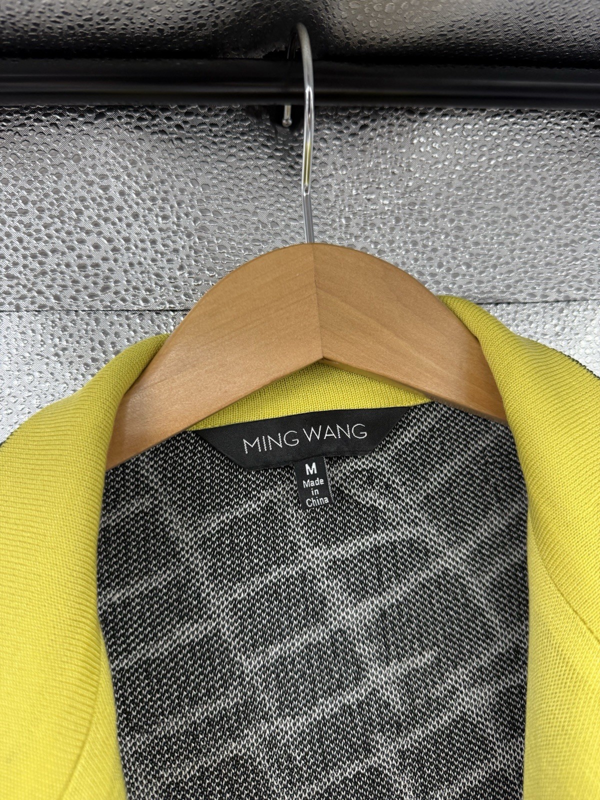 Ming Wang Chartreuse Black White Pattern Knit Jac… - image 2