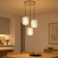 LED HäNgeleuchte Pendelleuchte Esszimmerlampe Verchromt Glas Opal H 120 Cm