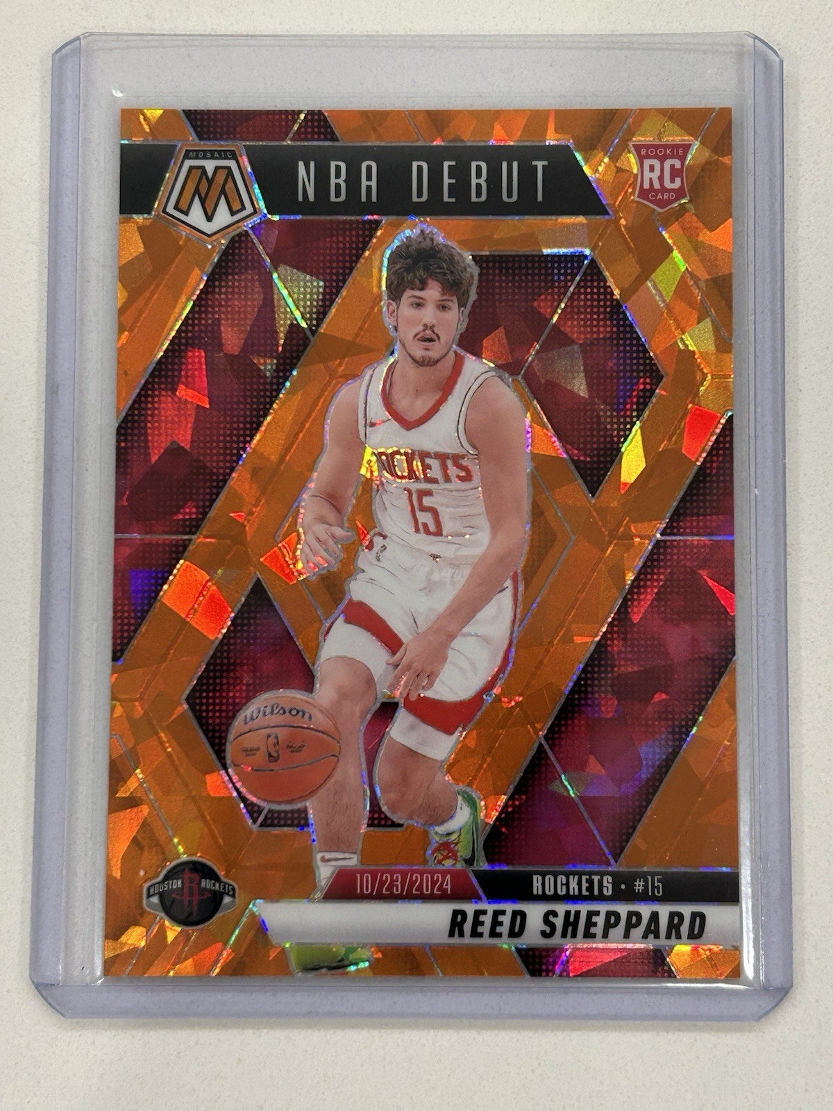 2024-25 Panini Mosaic Reed Sheppard Orange Ice /49 #252 SSP Rookie RC