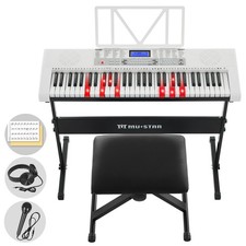 Electronic 61 Keys Light Up Piano Keyboard Bench, Stand, Microphone, Headphone