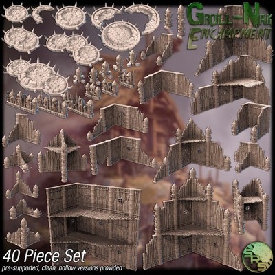 Ork Ruinen Stadt Gelände Set - 3D gedruckte Fantasy RPG Landschaft für 28-32mm Spiele