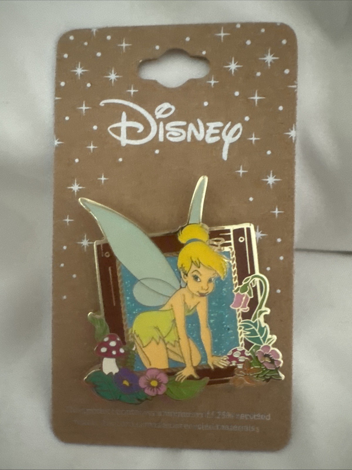 ✅Disney Enamel Pin Tinker Bell Floral Frame Portrait Peter Pan