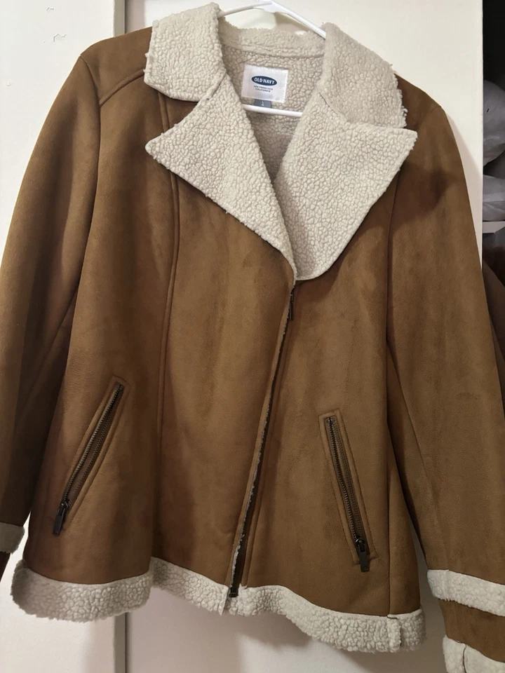 Abrigo Chaqueta Para Mujer Old Azul Marino Marrón Talla Grande Suaide Imitación Piel Forrada Cremallera Completa Foto 3 de 4