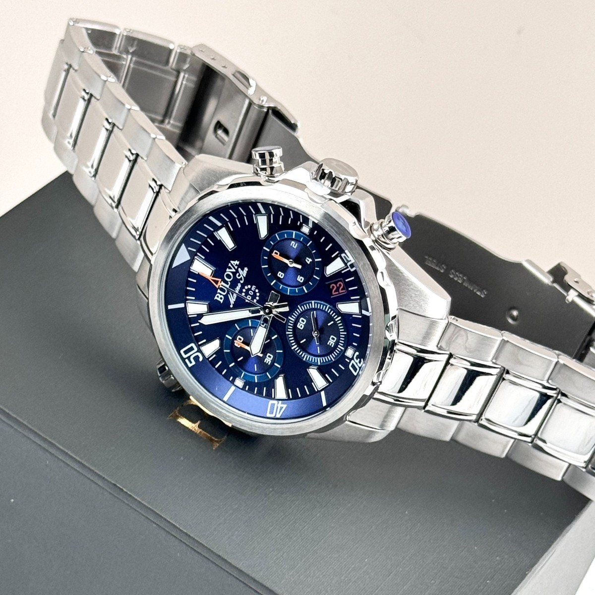 Bulova Men's Marine Star 43MM Blue Dial Chronograph Quartz Watch