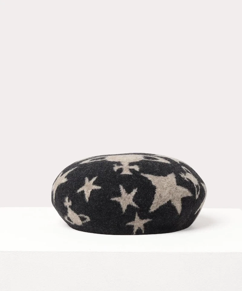 Vivienne Westwood Orbs and Stars Basque Beret hat cap Gray Black Women's S〜M - Image 4 of 4