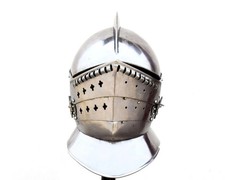 16 Guage Steel Medieval Burgonet Helmet With Visor Sturmhaube Reenactment Armor