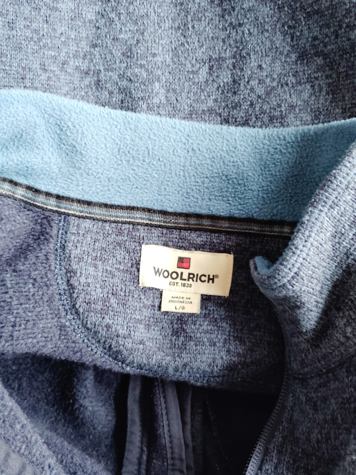 Woolrich Sweater Men Blue Pullover Fleece Quarter Zip Outdoor Hiking Preppy L image 6