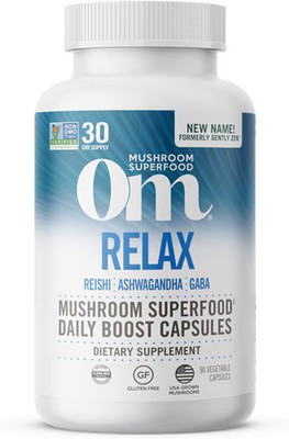 2 X OM Relax Mushroom Superfood Daily Boost Capsules -- 90 Vegetable Capsules