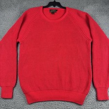 Vintage Eddie Bauer Sweater Mens XL Fisherman Cable Knit 90s Heavy Colton Red