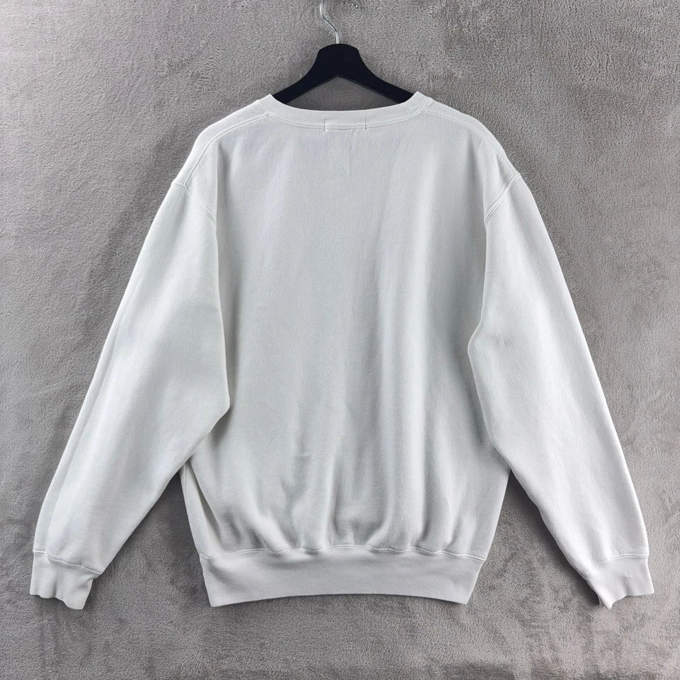 Polo Ralph Lauren Sudadera Para Hombre Talla Mediana Blanca Cuello Redondo Informal Pullover Foto 3 de 4