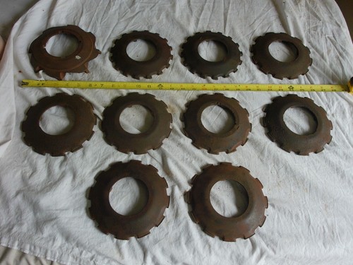 Vintage Lot of 10 Cast Iron Planter Plates John Deere? Lot 26-21-D