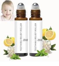 2 Pack Teething Roller Oil All Natural Chamomile & Rose Oil .34oz Each New
