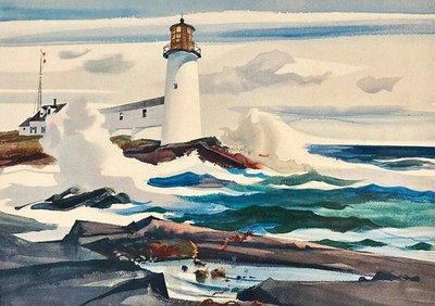 Andrew Wyeth Marshall Point Lighthouse vintage ART poster print antique paint