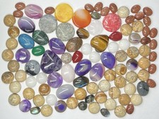 1300 cts Mixed Imperfect Cabochon Lot 100pcs Jasper Amethyst Labradorite Quartz