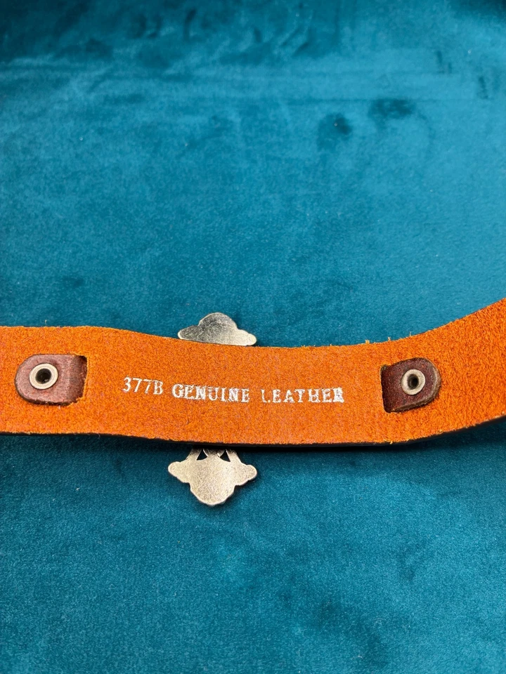 Brazalete Brazalete Cuero Estrás Tachonado Cruz Marrón Ajustable 8 3/4" Foto 4 de 4