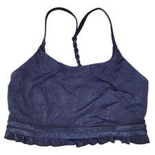 JoyLab Small Blue Sports Bra Racerback Ruffle Hem Distressed Athletic Yoga Top