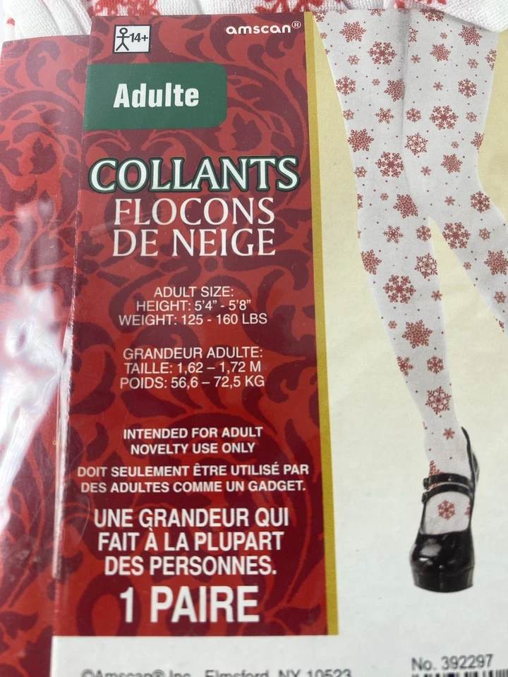 2 pares de medias pantimedias de copo de nieve a rayas rojas blancas de Navidad para dama Foto 2 de 3