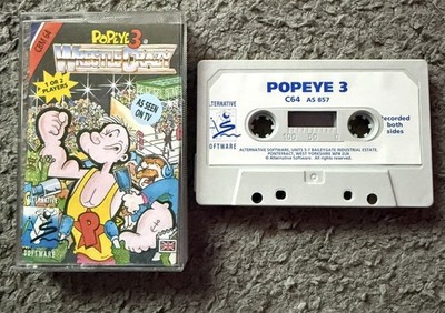 Commodore 64 Spiel Popeye 3 Wrestling getestet sehr guter Zustand 