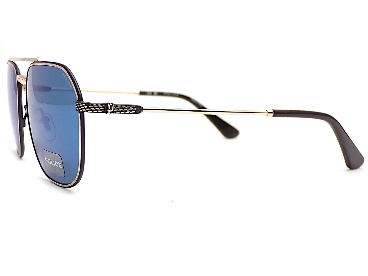 Police Octane 1 Sonnenbrille Schwarz Gold Blau Spiegelgläser SPLF64M 300B