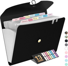 Expanding File Folder 13 Pocket Accordion Organizer A4 Letter Size Plastic