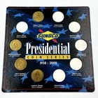 Vtg Sunoco Presidential Coin Series 1950-2000 Display w/ 4 Coins Incomplete Set