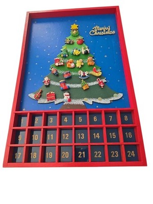 Vintage Advent Christmas Tree Magnetic Wooden NOT COMPLETE READ
