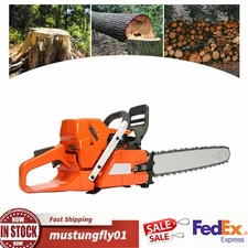 72cc Gas Powered Chainsaw with 24'' Guide Bar Saw Chain 2-Stroke Engine Cut Wood