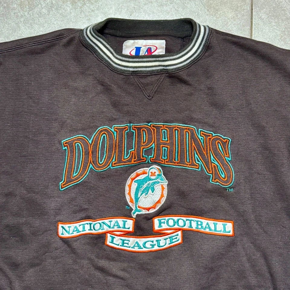 VTG Logo Athletic Miami Dolphins NFL Sweatshirt Crewneck Pullover Men’s XL Large - Image 3 of 4