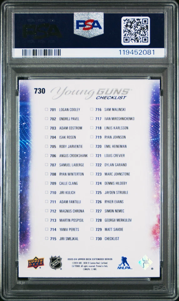 Fantilli Cooley Young Guns Speckled Rainbow PSA 10 Checklist - Image 2 of 2