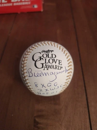 Bill Mazeroski Signed Gold Glove Baseball W/ 3 Inscriptions