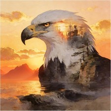 5D Diamond Painting Kit for Adults Eagle Forest Animal DIY Cross Stitch