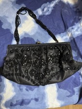 Vintage La Regale Beaded Clutch Black Evening Bag Purse Elegant