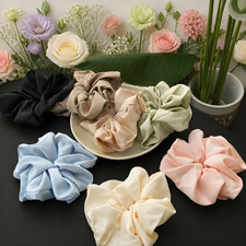 Elegant Large Satin Silk Scrunchies For Women Elastic Ponytail Holder