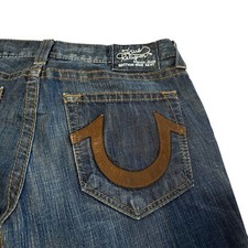 True Religion Bootcut Jeans Mens 36x34 Dark Wash USA Made 2000s Denim Streetwear
