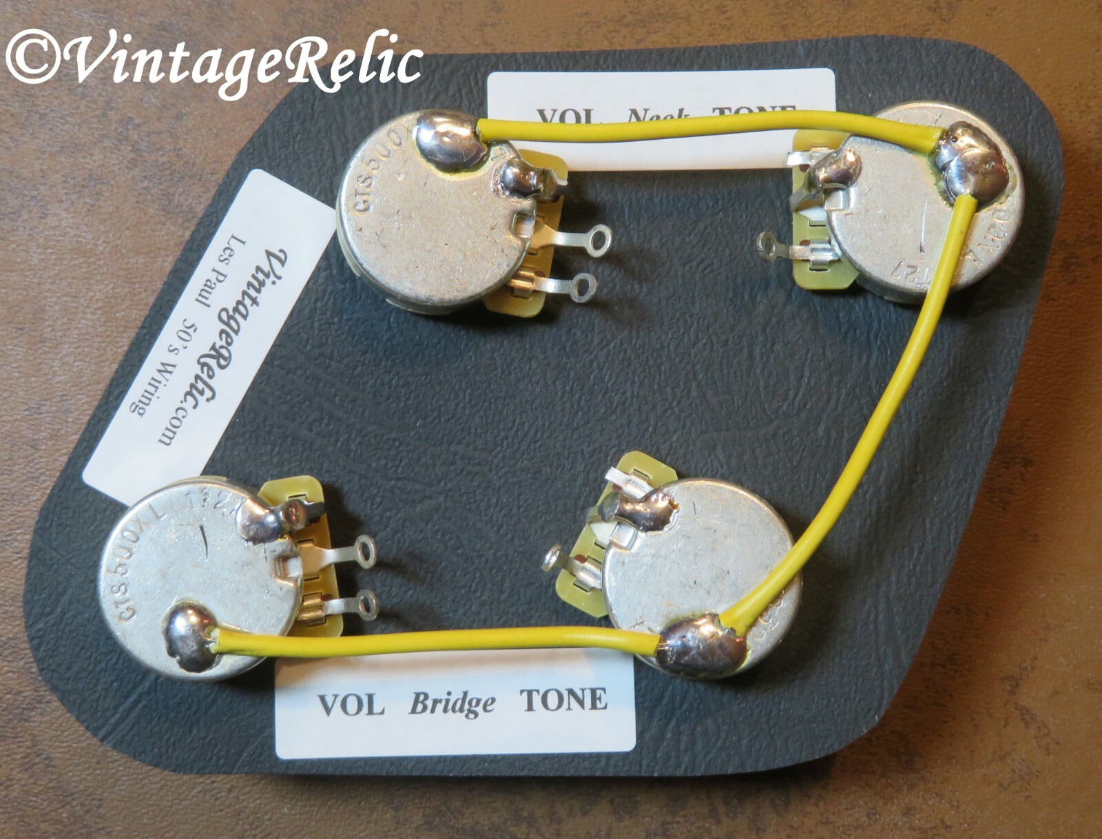 Prewired CTS 550k 10 LONG shaft POTS (NO caps) fits Gibson Les Paul