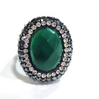 Qvc Stainless Steel Faceted Gemstone and Crystal Ring