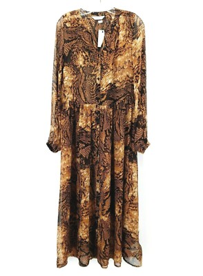 SPARKZ COPENHAGEN Sheer Maxi Long Shirt Dress Flowy Sexy Chestnut XS S M |  eBay