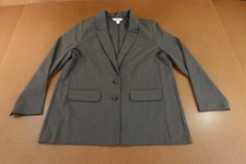 Old Navy Womens Size Large Gray Pinstripe Relaxed Fit Twill Two ButtonBlazer NWT