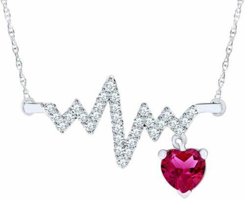 18.00 Carat Simulated Ruby Heart Pendant Necklace With CZ Accents In Sterling Silver. 18" | Ross Simons - Foto 10