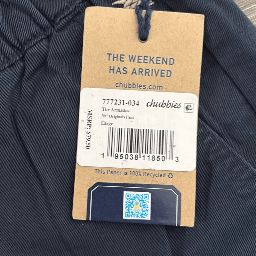 NWT Chubbies The Armadas 30” Originals Pants In Navy Size Large