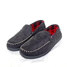 IZOD mens slip on indoor/outdoor slippers shoe size 9 M black faux suede up NEW